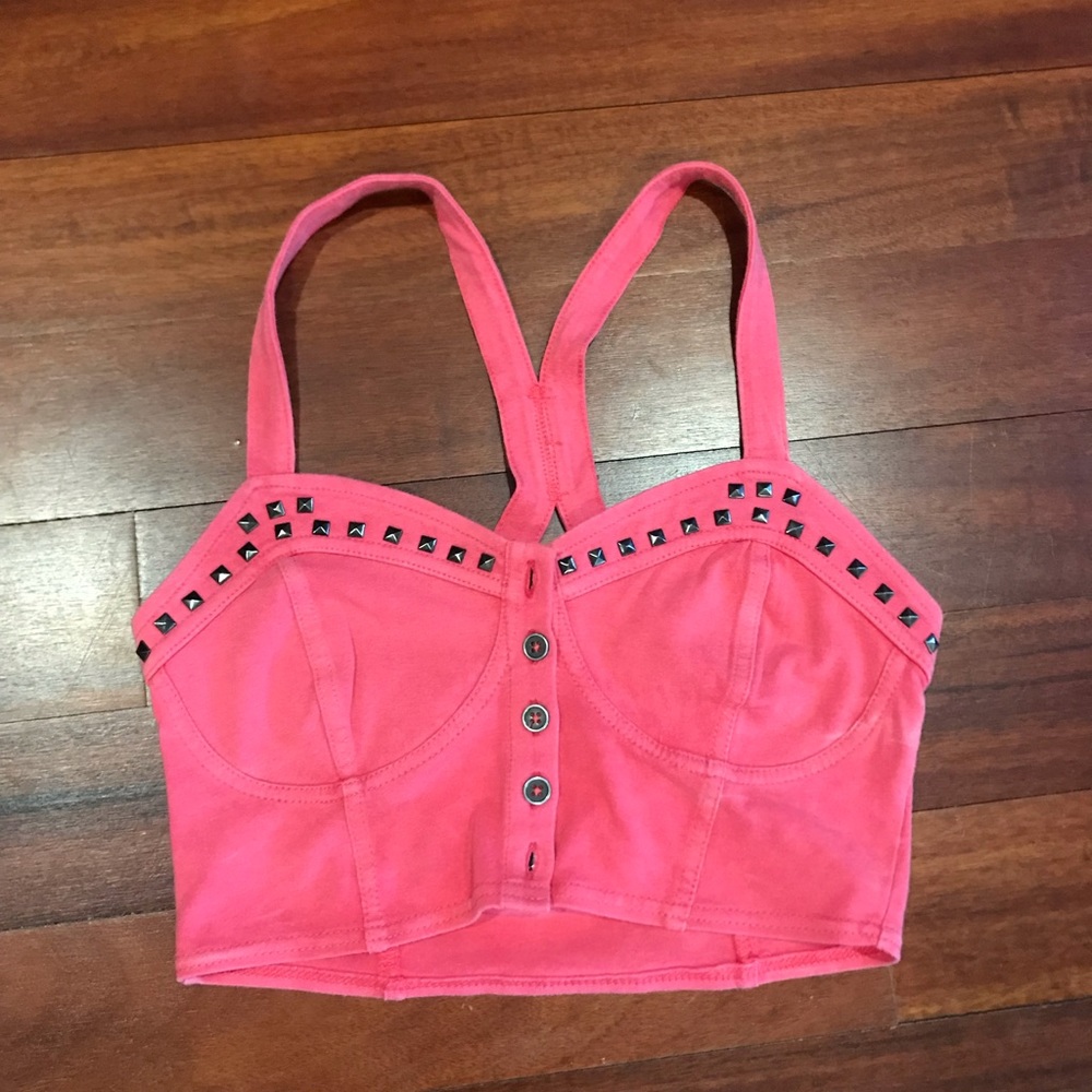 2/$12..Brand new button front Crop top with studs